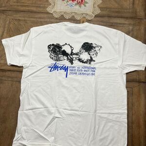 Stussy Men's Pink and Purple T-shirt